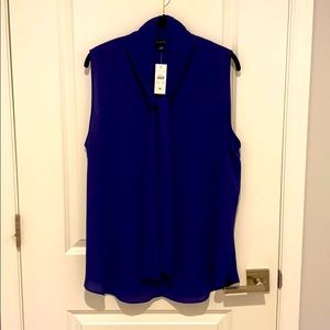 Ann Taylor sleeveless royal blue blouse with tie.